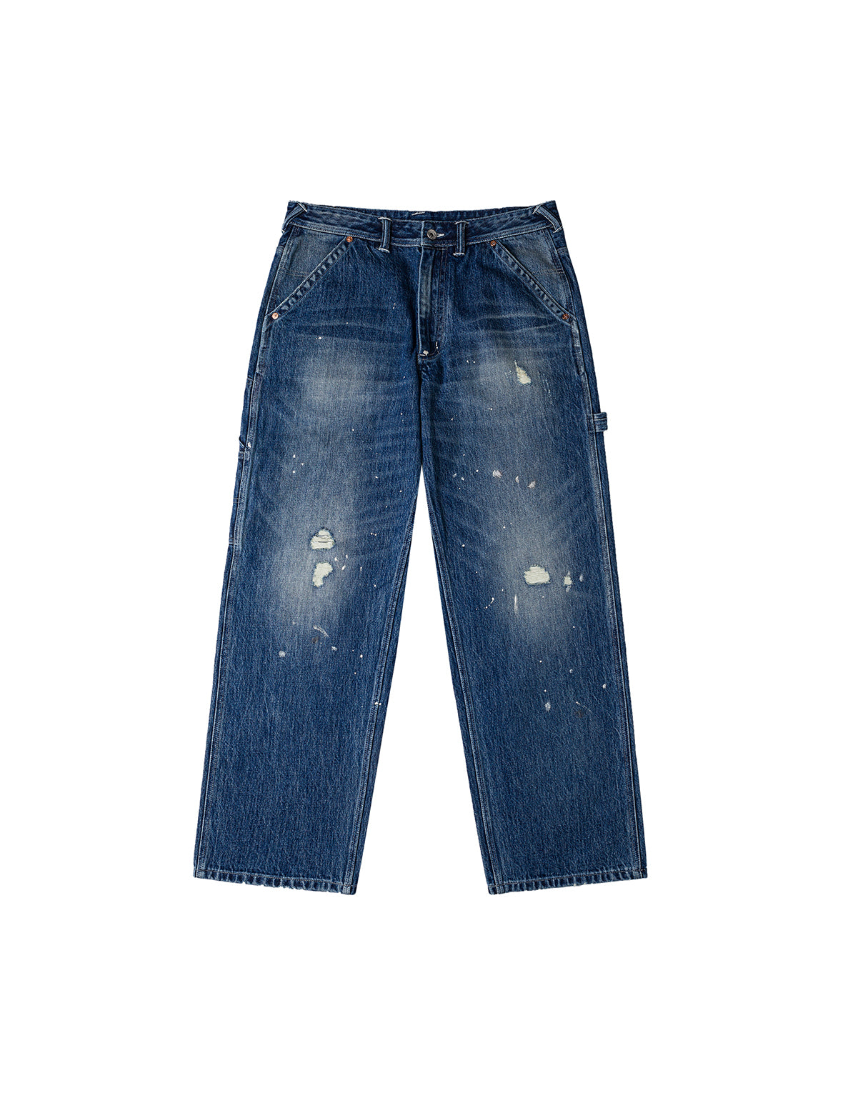 Washed and Distressed Daicock Print Relax Fit Jeans